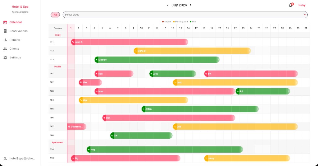 Calendar rezervări AgendaBooking